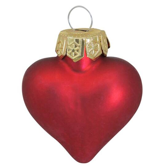 Whitehurst 56ct. 2" Matte Red Glass Heart Ornaments